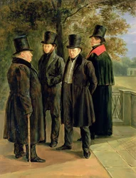 Washairi Aleksandr Pushkin (1799-1837), Ivan Krylov (176869-1844), Vasily Zhukovsky (1783-1852) na Nicolai Gnedich (1784-1833)